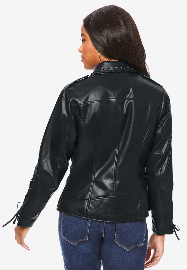 Faux Leather Moto Jacket, , on-hover image number 1
