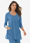 Long-Sleeve Two-Pocket Soft Knit Tunic, DUSTY INDIGO, hi-res image number null