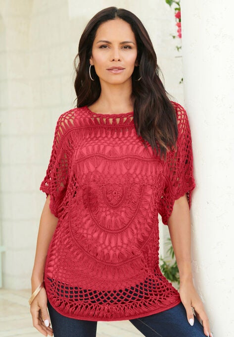 Cropped Crochet Sweater, , alternate image number null