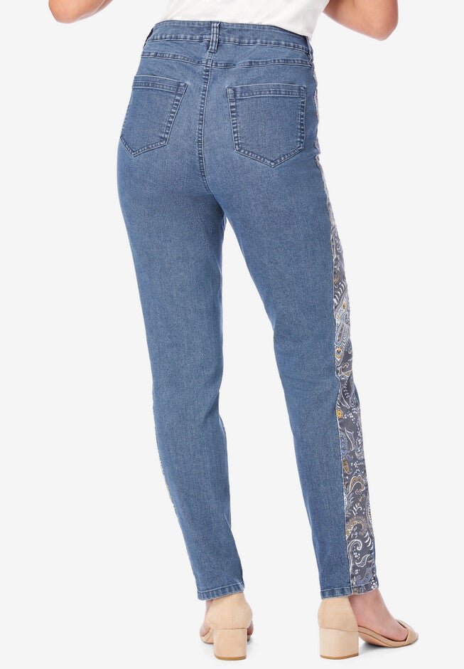 Side-Stripe Straight-Leg Jean with Invisible Stretch® By Denim 24/7, , on-hover image number null