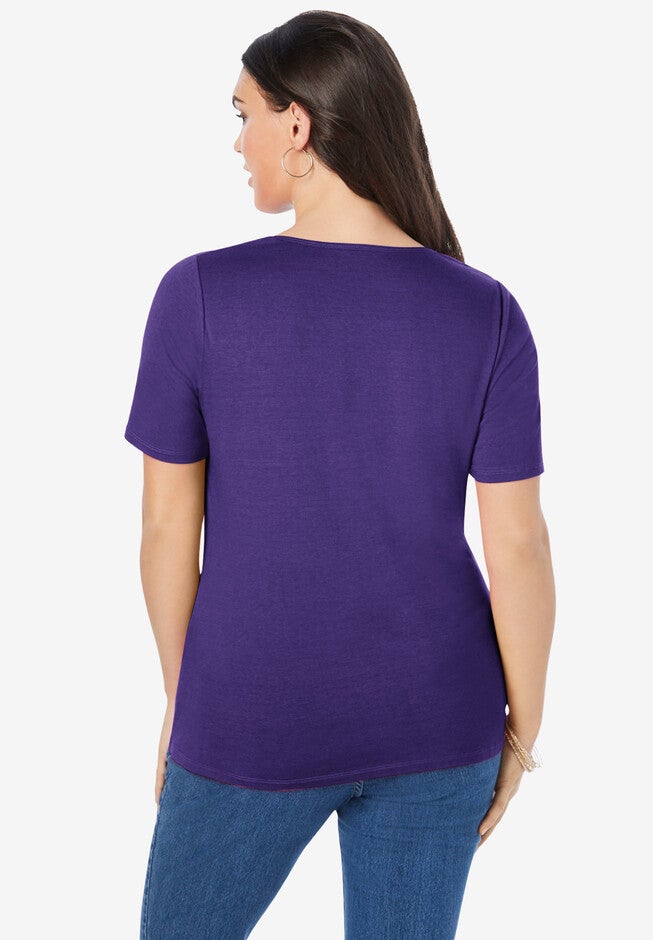 Shirred Square-Neck Runway Tee, , on-hover image number null