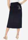 Embroidered Midi-Length Denim Skirt, , on-hover image number null