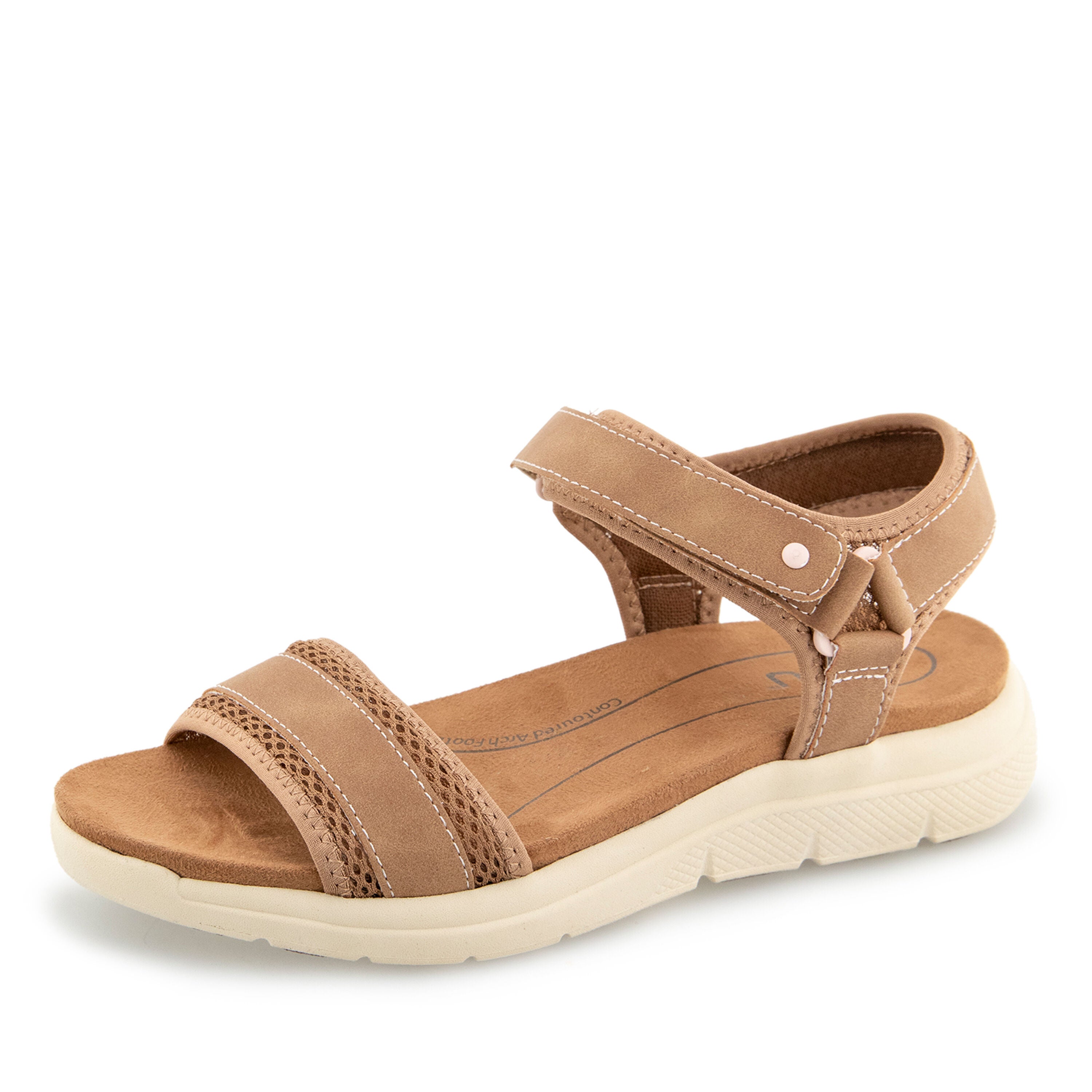Ellewood Hook and Loop Flat Sandal, TAN PETAL, alternate image number 6