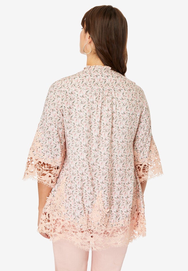 Embroidered Smocked Blouse, , on-hover image number 1
