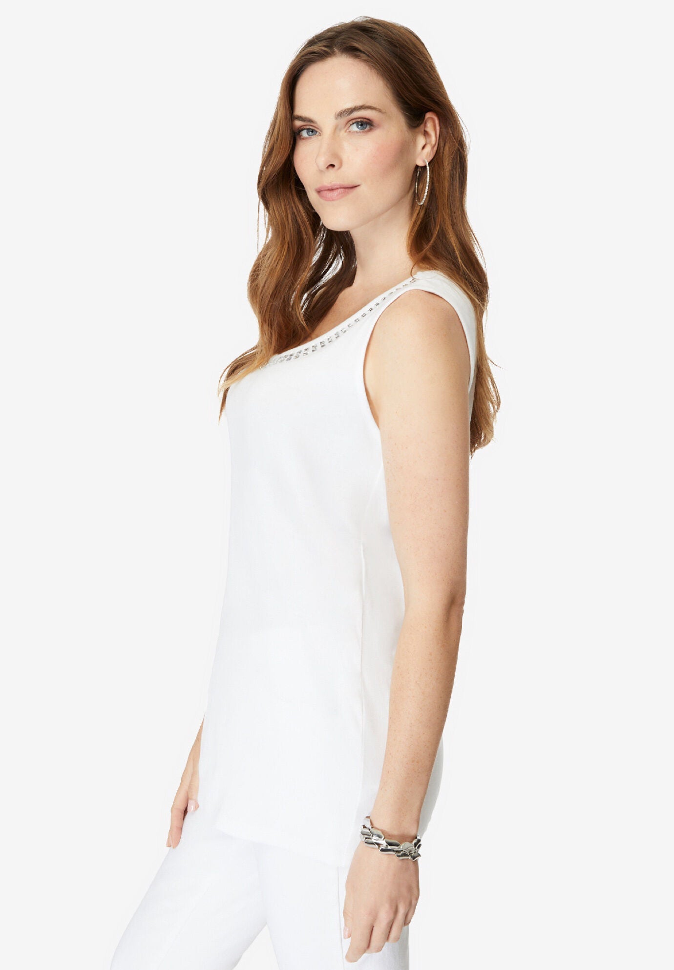 Rhinestone-Trimmed Tank, , alternate image number 2