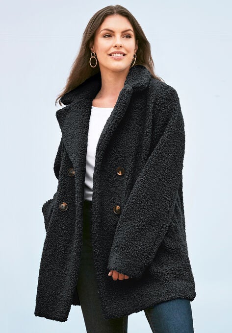 Double-Breasted Teddy Coat, , alternate image number null