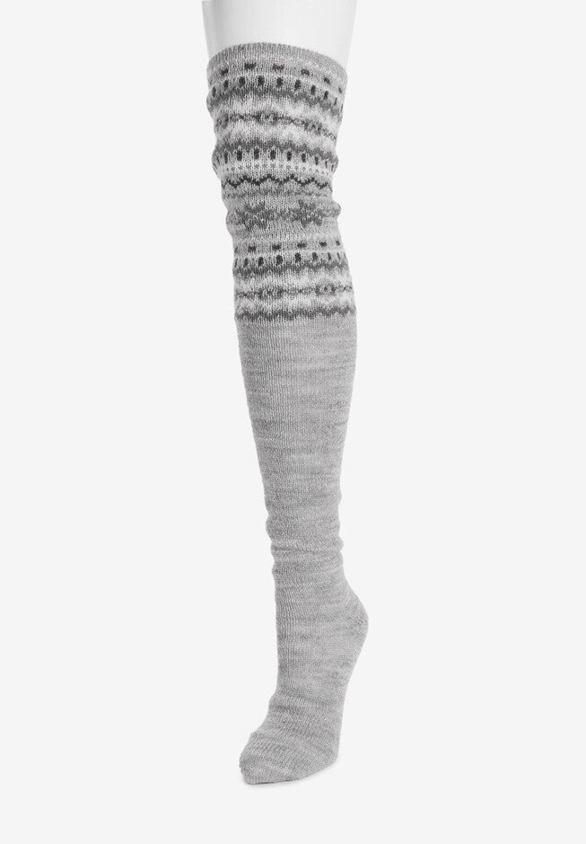 Patterned Cuff Over The Knee Socks, , on-hover image number 1