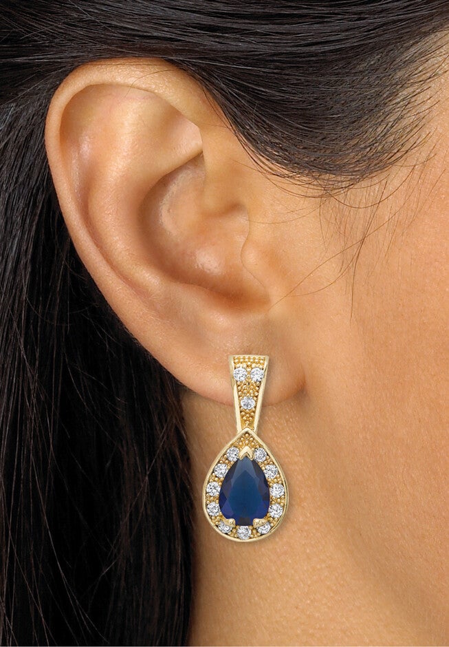 8.63 Tcw Simulated Blue Sapphire And Cz Goldtone Earrings And Necklace Set 15 inches, , alternate image number 3