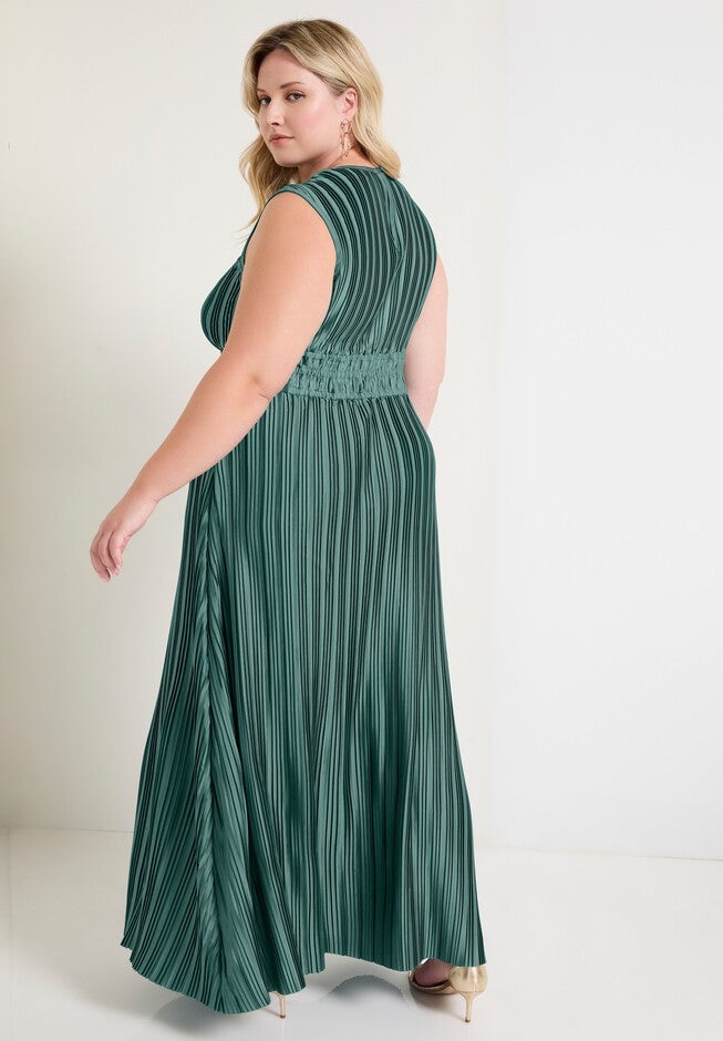 Boatneck Cap-Sleeve Maxi Dress., BLUE SPRUCE, on-hover image number null