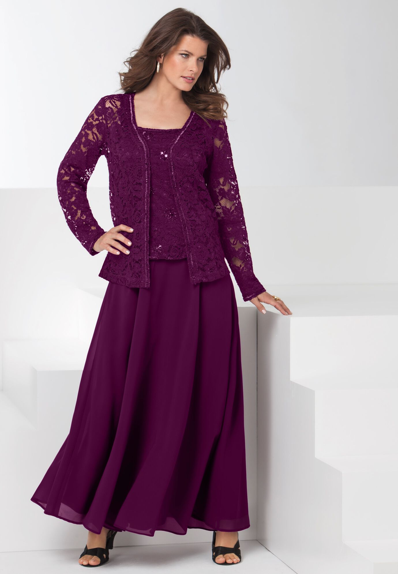 Lace & Jersey Gown main image 0