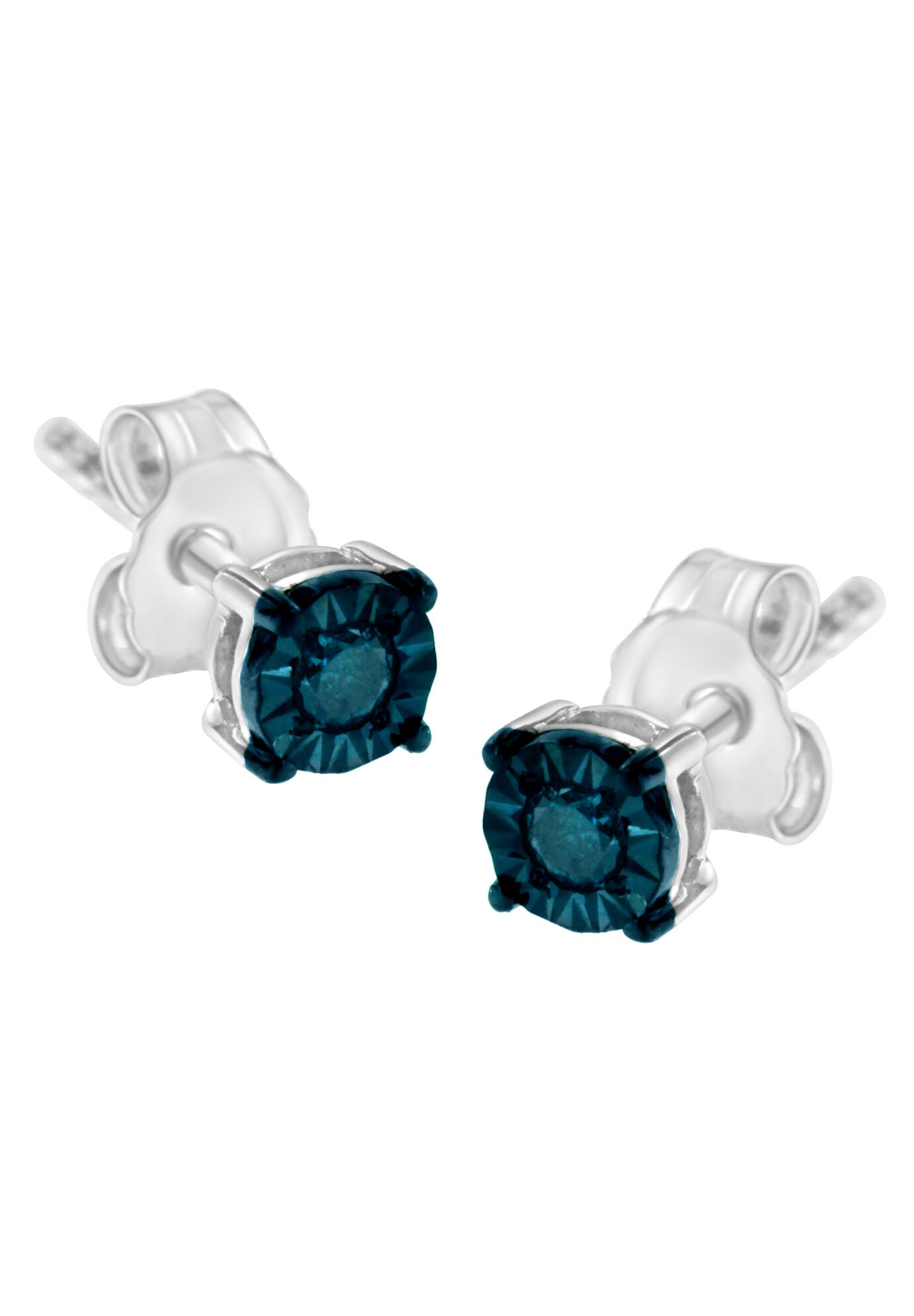 Silver 1/10 Cttw Blue Diamond Miracle-Set Stud Earrings, BLUE, hi-res image number 0