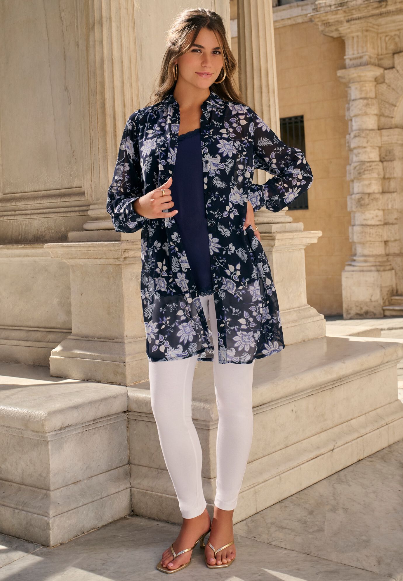 Kate Georgette Tunic, NAVY DELICATE BATIK, alternate image number 2