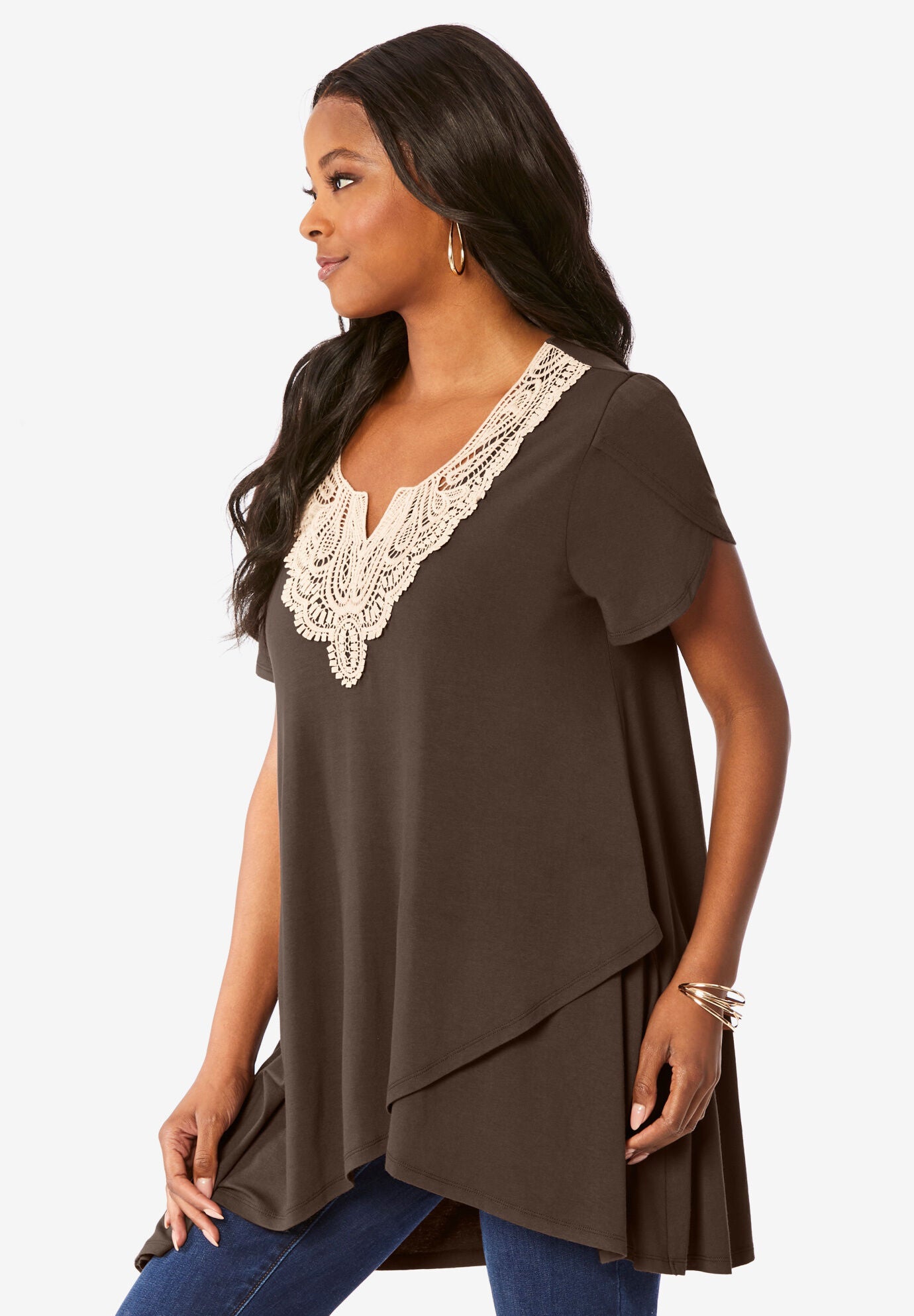 Lace Tulip Hem Tunic, , alternate image number 2