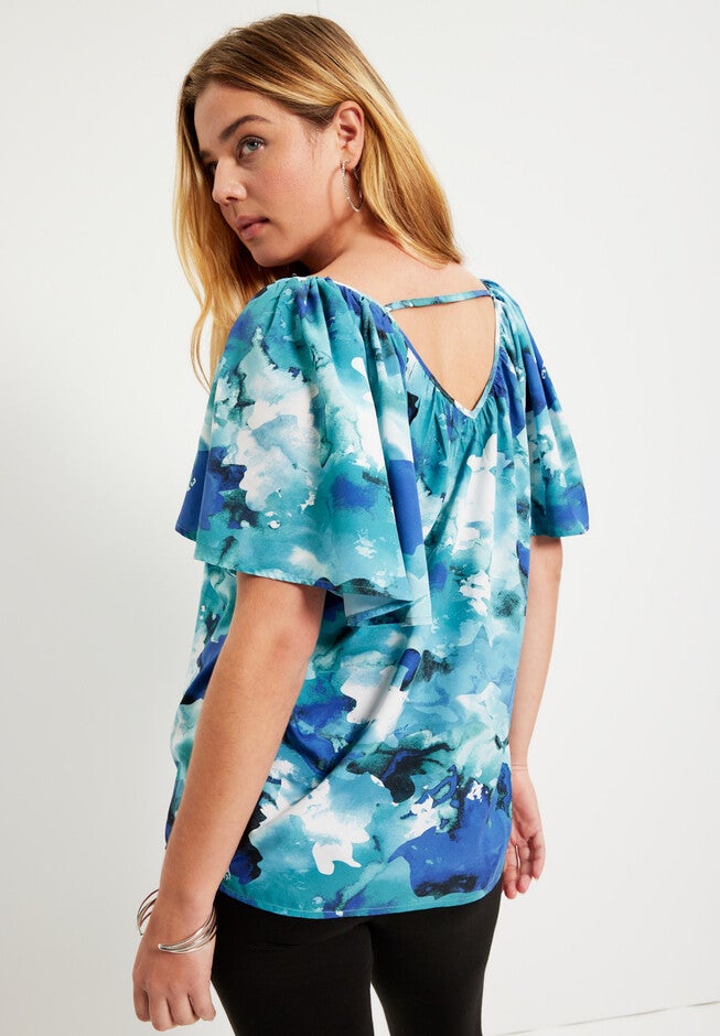 Flutter-Sleeve Top, , on-hover image number 1