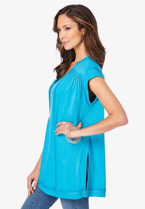 V-Neck Henley Ultra Femme Tunic, , alternate image number null