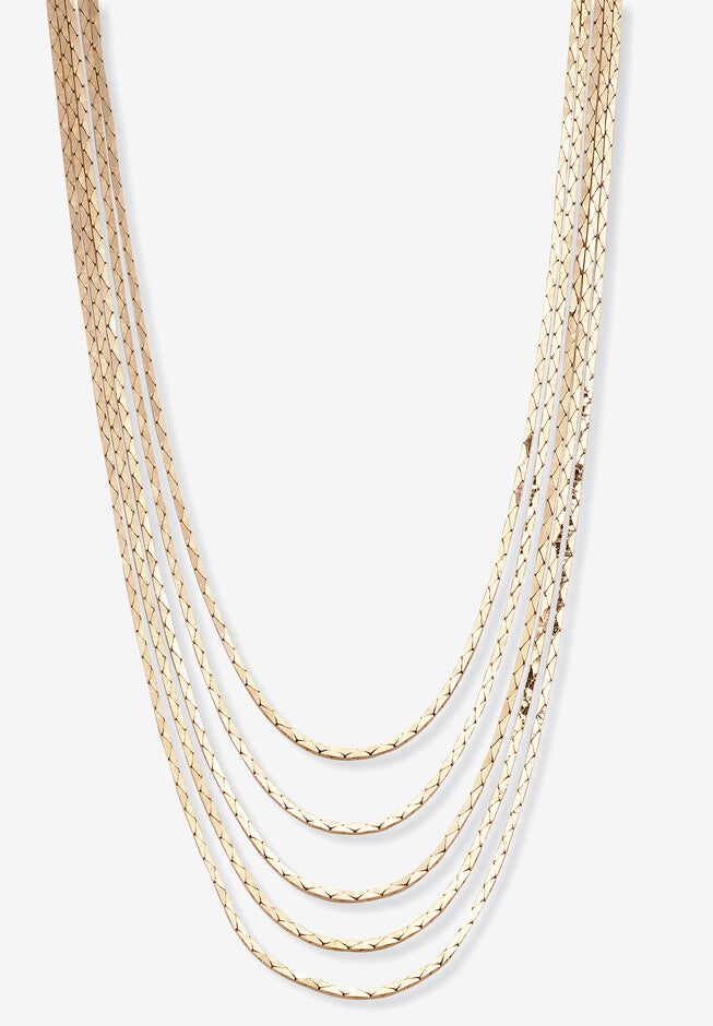 Goldtone Multi Strand Cobra Link Waterfall Necklace 30 inches, , alternate image number 3