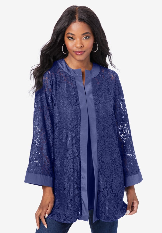 Lace Cardigan Set, ULTRA BLUE, hi-res image number 0