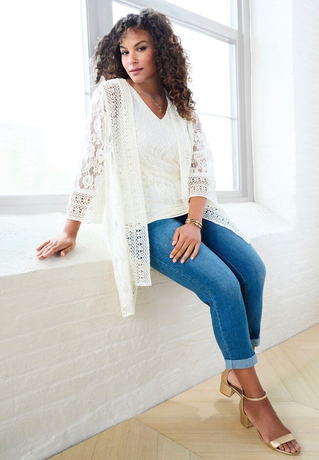 Lace Kimono Jacket, IVORY, hi-res image number null