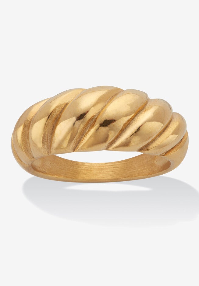 Shrimp Style Gold Ion-Plated Stainless Steel Ring, GOLD, hi-res image number 0
