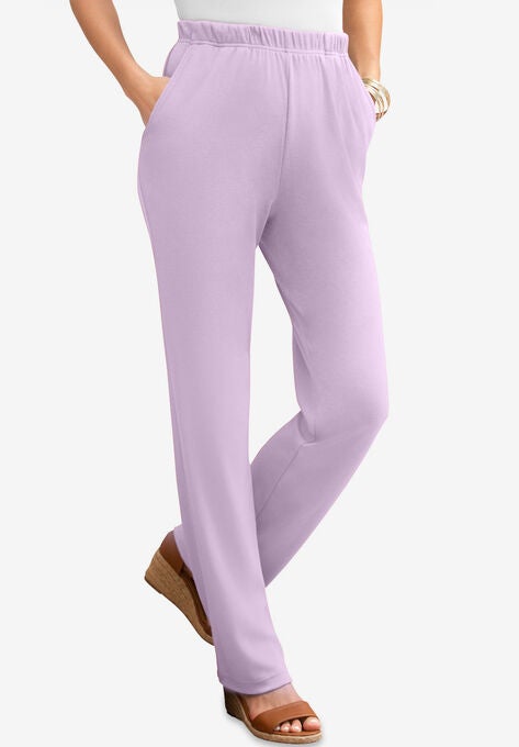 Straight-Leg Soft Knit Pant, PALE LAVENDER, hi-res image number null