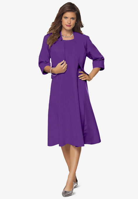 Fit-And-Flare Jacket Dress, PURPLE ORCHID, hi-res image number null
