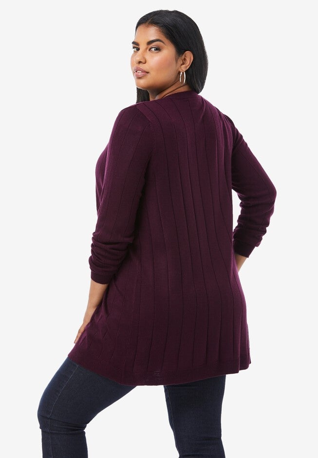 Fine Gauge Drop Needle Cardigan, , on-hover image number 1