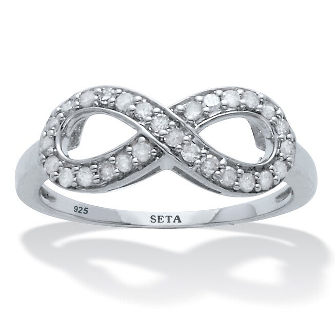 .25 TCW Diamond Sterling Silver Infinity Ring, WHITE, hi-res image number 0