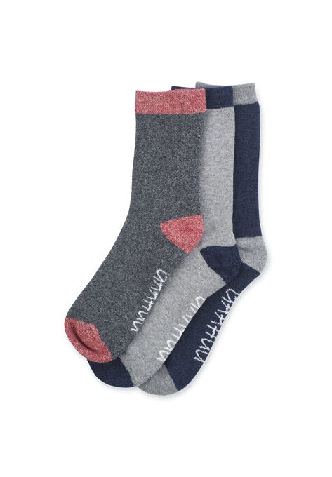 3 Pack Super Soft Midweight Cushioned Thermal Socks, BLACK, hi-res image number null