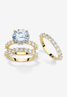 Gold Plated 3-Piece Cubic Zirconia Bridal Ring Set, CUBIC ZIRCONIA, hi-res image number 0
