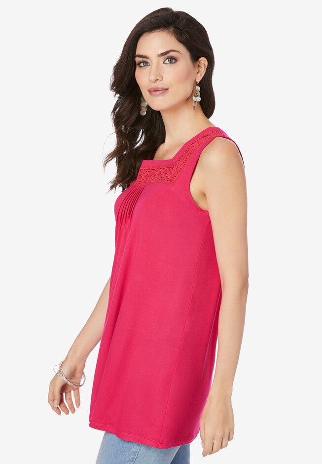 Eyelet Square-Neck Tank, , alternate image number 2