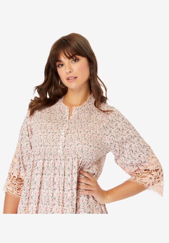 Embroidered Smocked Blouse, , alternate image number 3