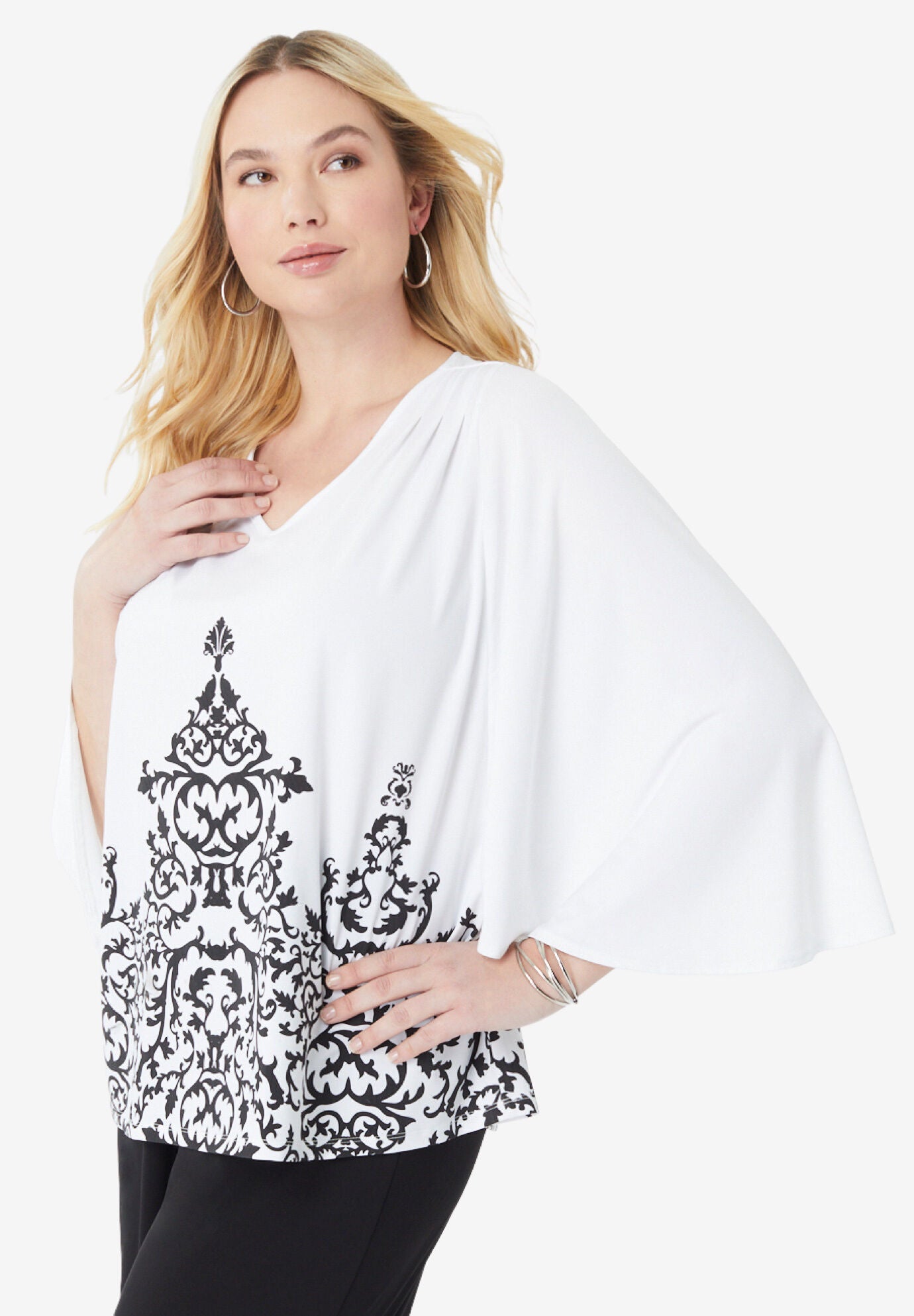 Flutter-Sleeve Ultrasmooth&reg; Fabric Top, , alternate image number 2