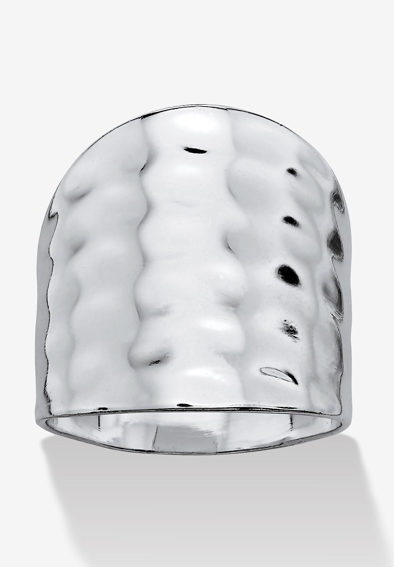 .925 Sterling Silver Hammered-Style Band Ring, WHITE, hi-res image number 0