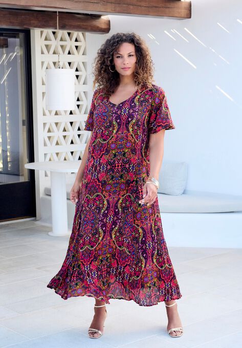Flutter-Sleeve Crinkle Dress, , alternate image number null