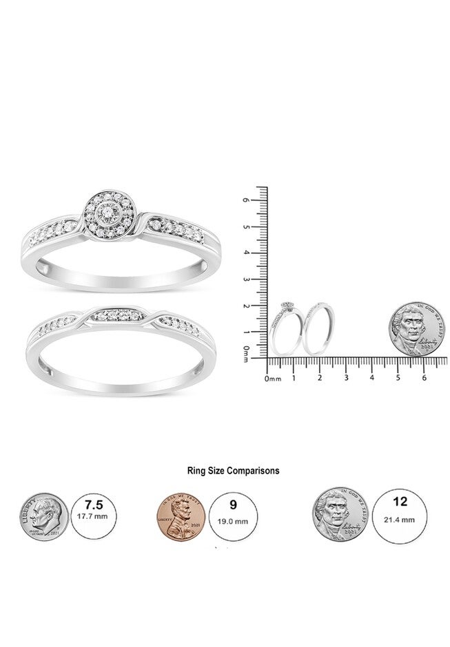 Silver Diamond Accent Frame Twist Shank Bridal Set Ring And Band, , alternate image number 4