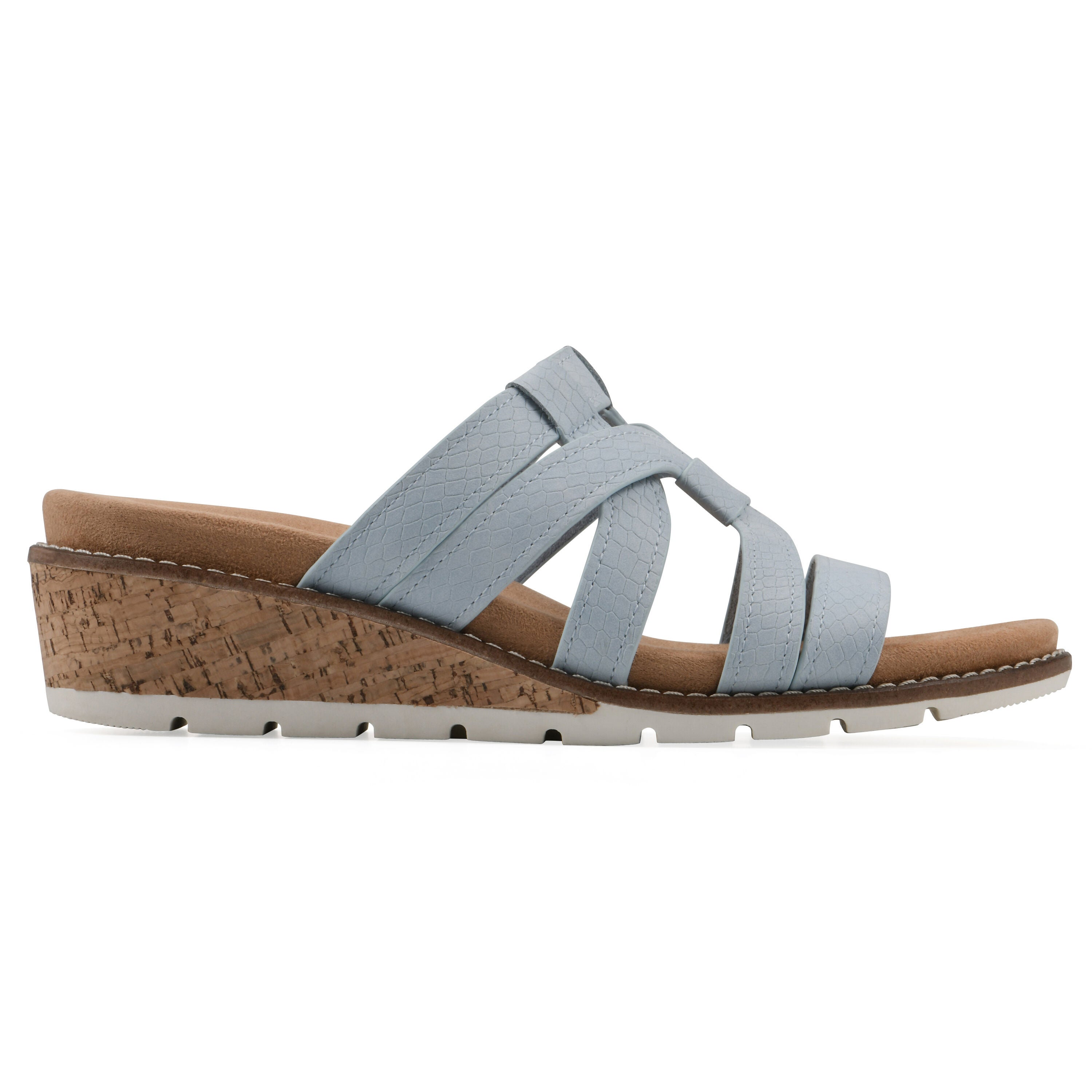 Tinisha Wedge Sandal, LIGHT BLUE EMBOSSED, alternate image number 2