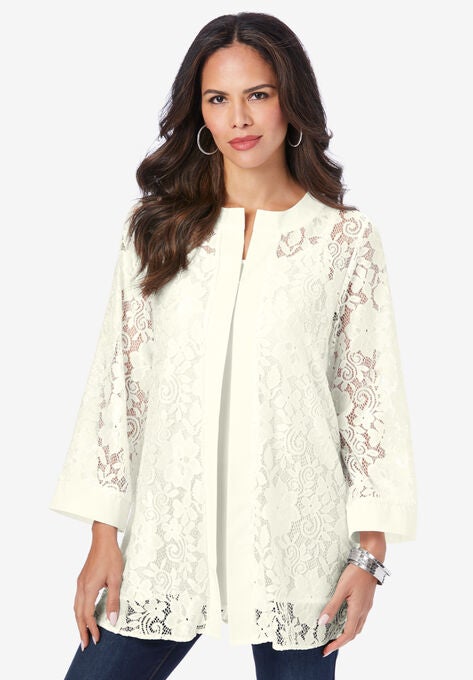 Lace Cardigan Set, IVORY, hi-res image number null