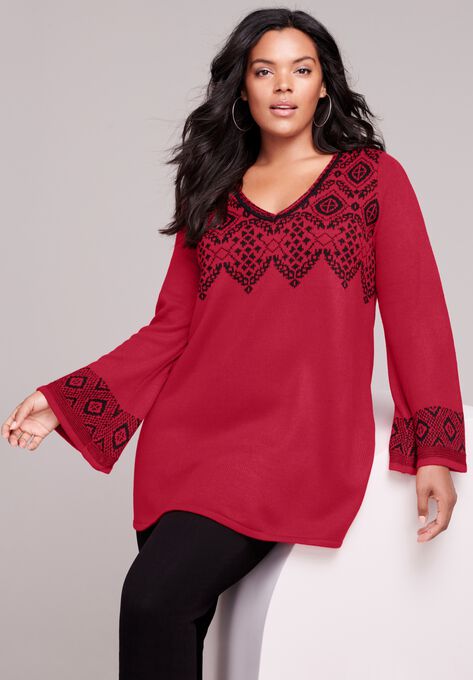 Fit-And-Flare Tunic Sweater, , alternate image number null