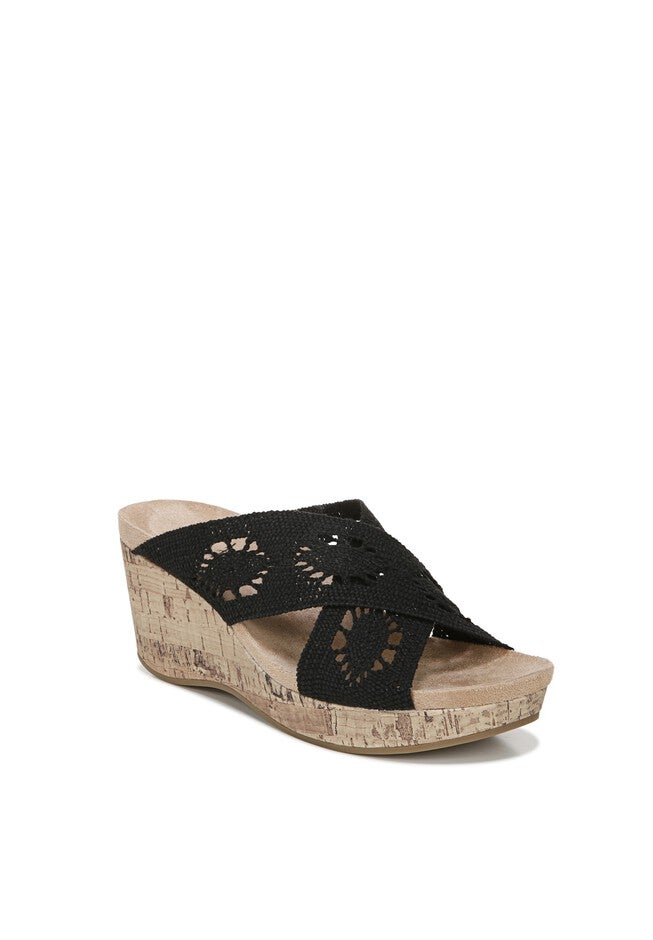 Donna Wedge Sandals , BLACK CROCHET, hi-res image number 0