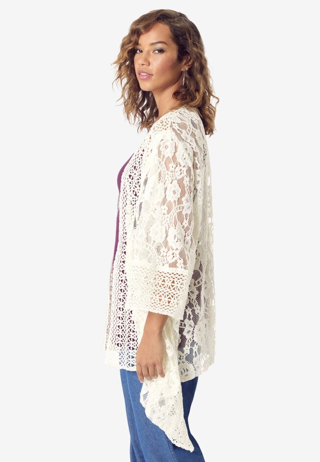 Lace Kimono Jacket, IVORY, alternate image number null