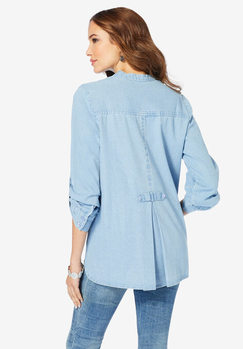 Jeweled Y-Neck Big Shirt, , on-hover image number null