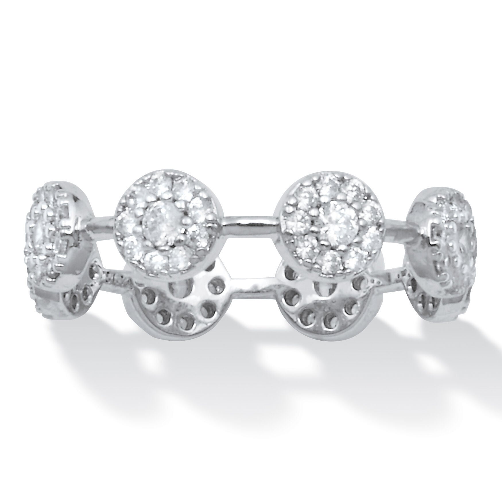 Crystal Platinum-Plated Cluster Ring, WHITE, hi-res image number 0