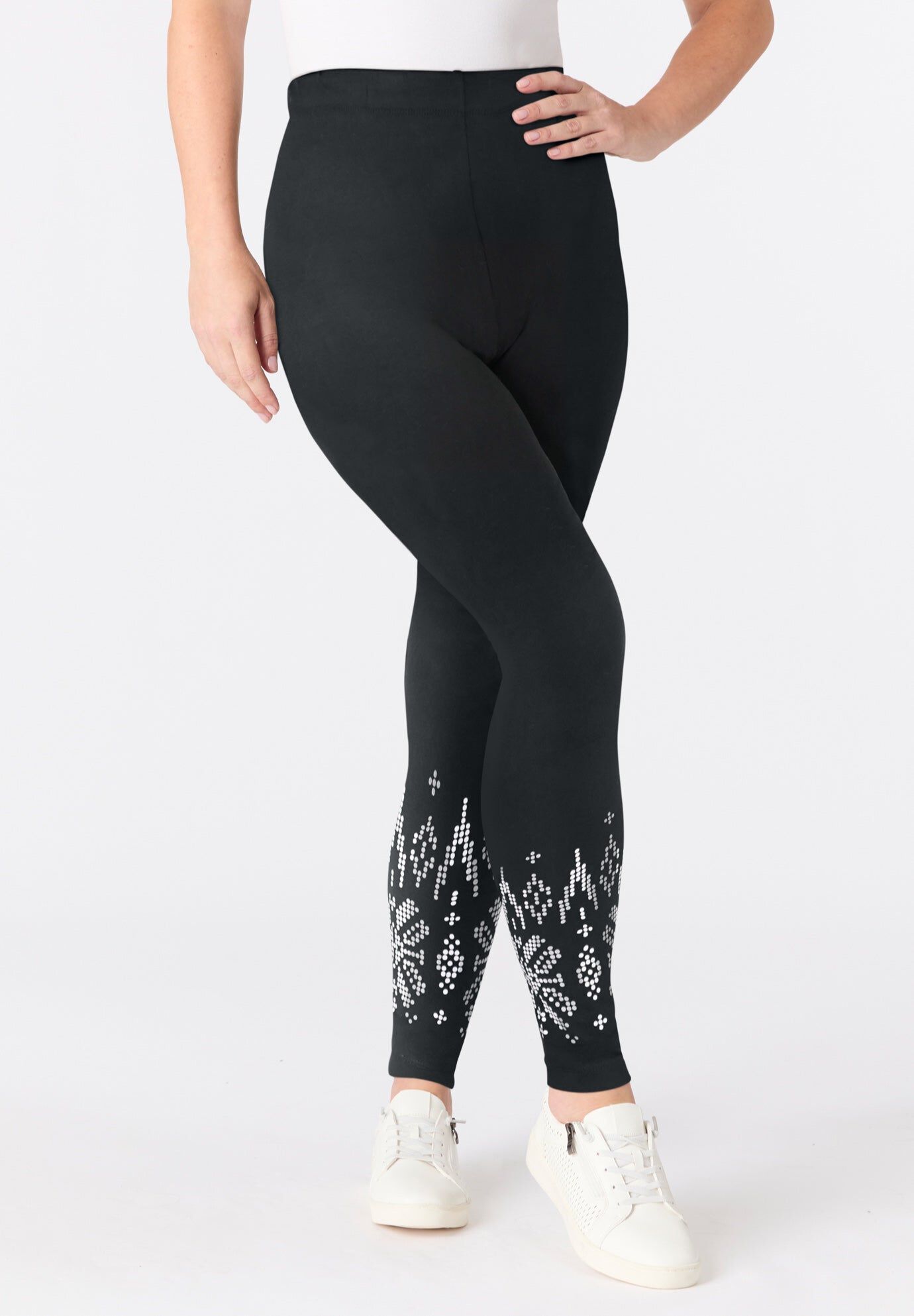 Placement Print Legging, BLACK SILVER FAIRISLE, hi-res image number 0