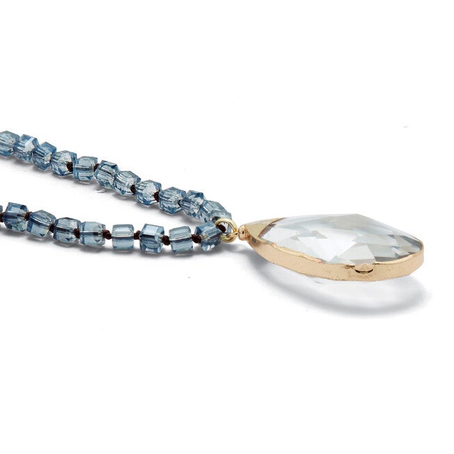 Crystal Pendant Beaded Goldtone Drop Necklace 32-inch, GRAY, on-hover image number 1