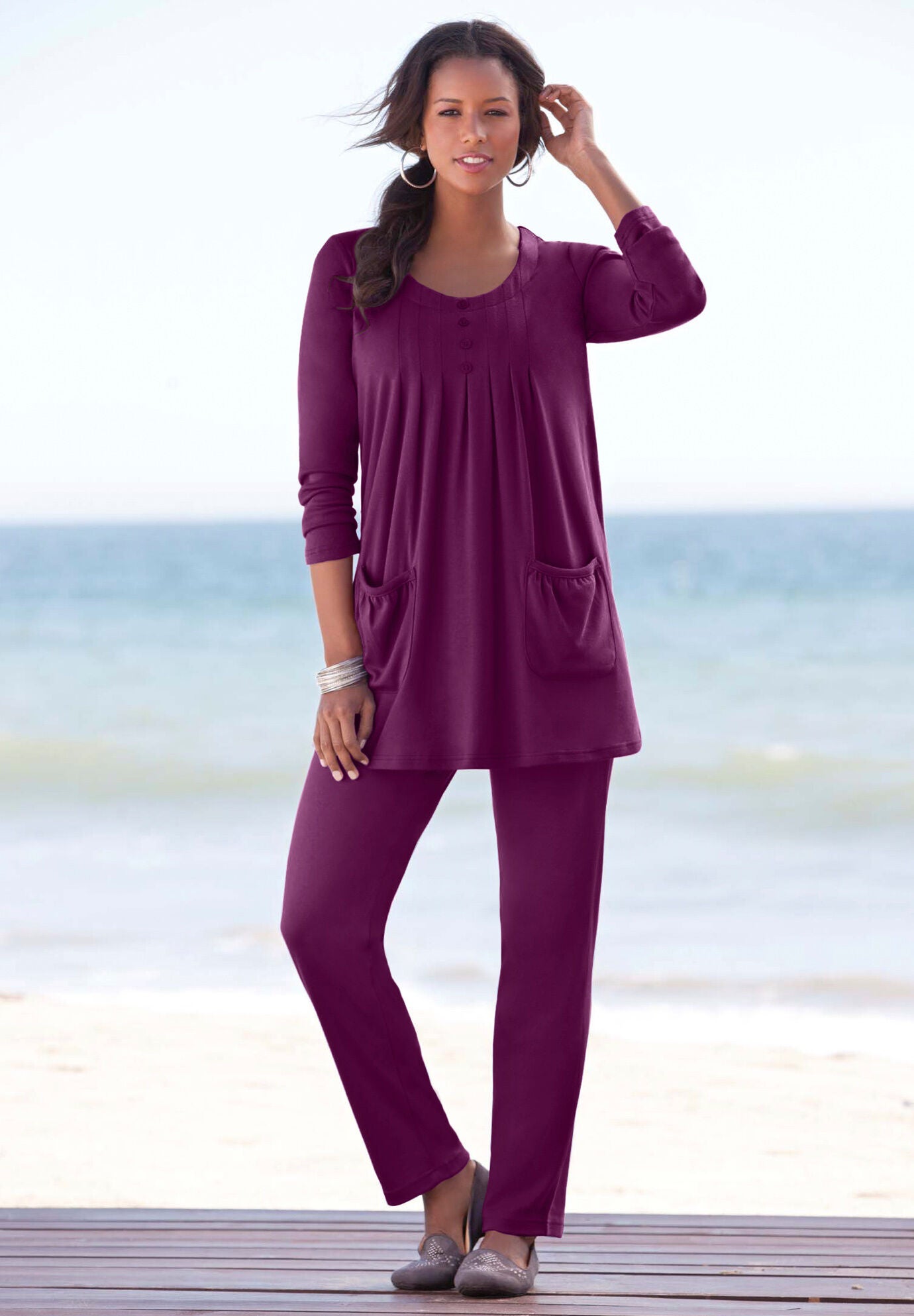 Plus Size Soft Knit Relaxed Pull-On Straight Leg Pant, , alternate image number 8