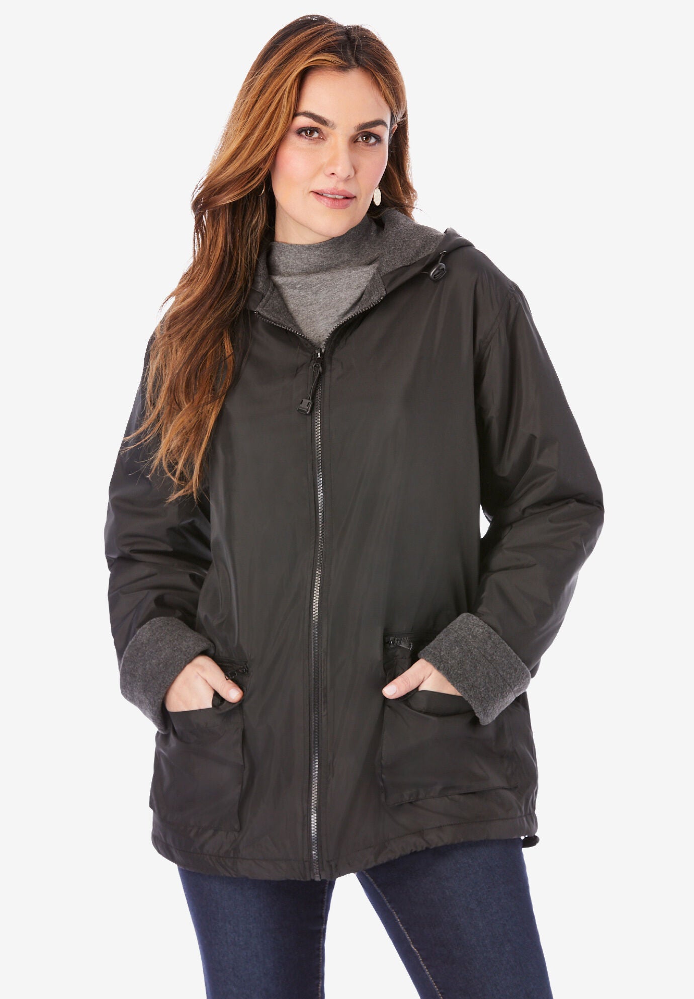 Hooded Nylon Jacket with Fleece Lining | OneStopPlus