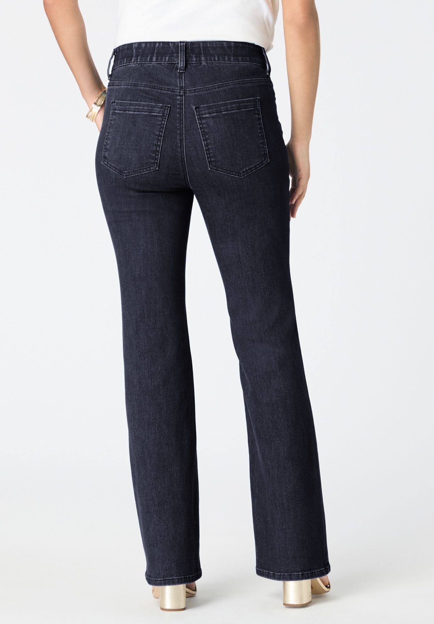 Plus Size High-Rise Tummy Control Bootcut Jeans, DARK WASH, alternate image number 2