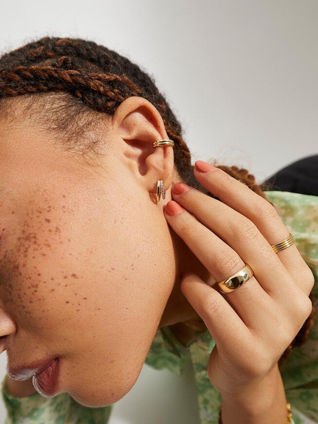 Toda Double Hoop Earrings, GOLD, alternate image number 2