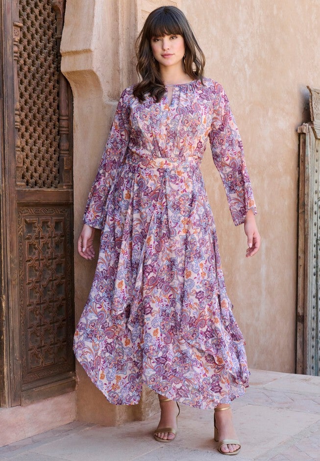 Asymmetric Keyhole Maxi Dress, , alternate image number null