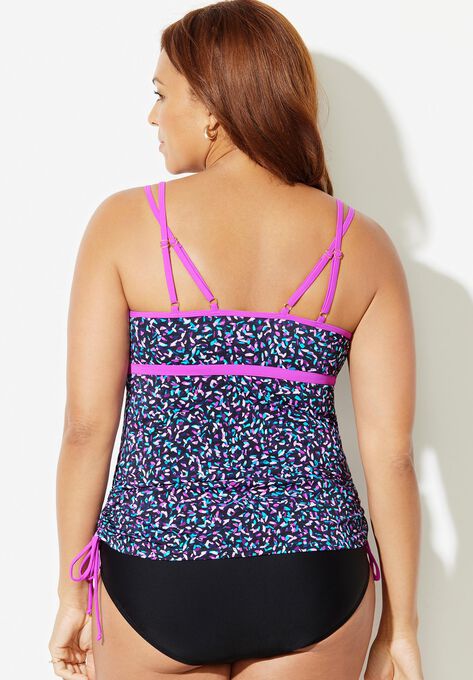 Longer Length Chlorine Resistant Adjustable Tankini Top, , on-hover image number null